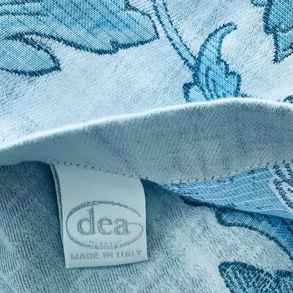 Dea Italy Egyptian Cotton King Pillowcase & Euro Sham Set Pale Blue Floral - Picture 2 of 5